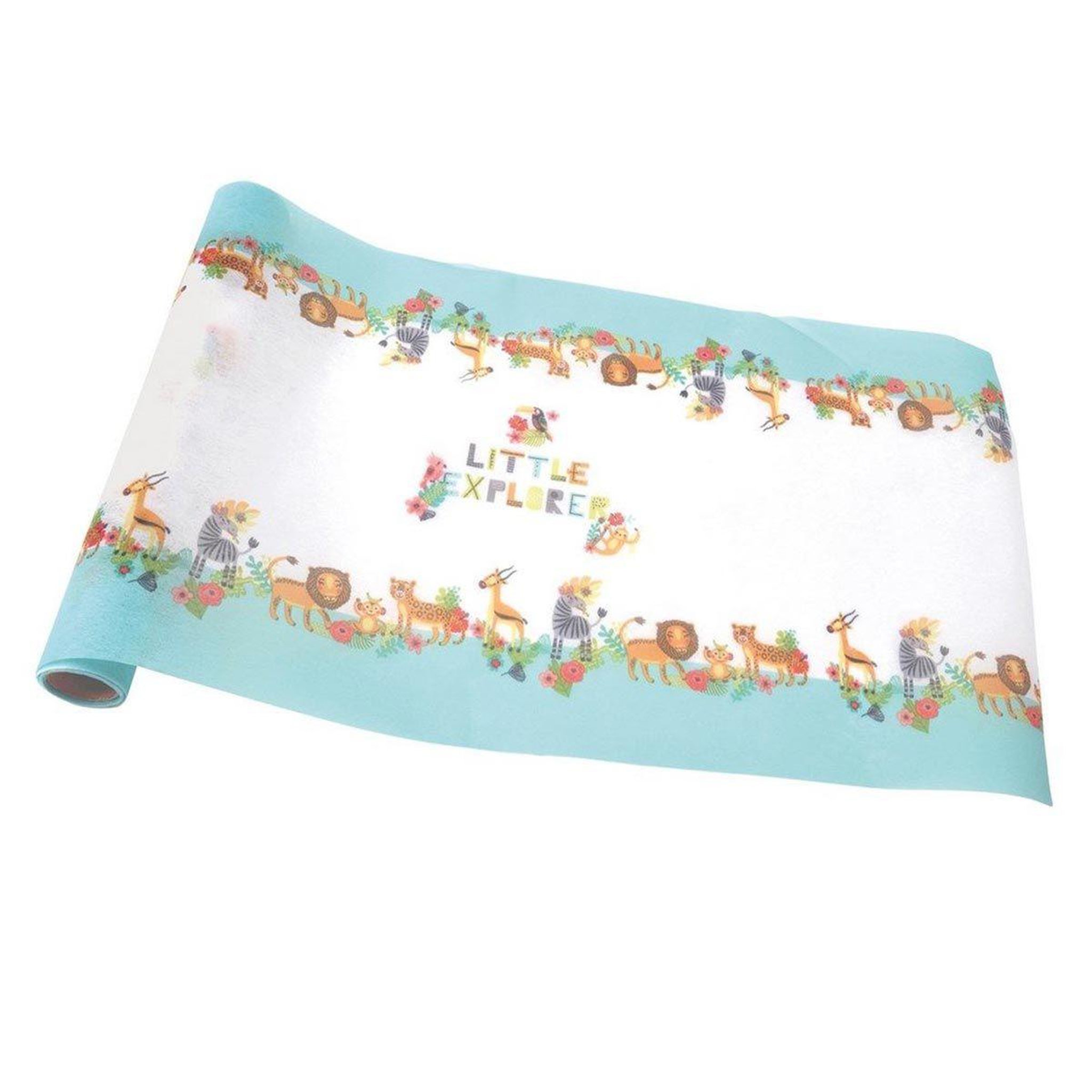 RIRE & CONFETTI Chemin de table jetable  explorateur  28cmx5m bleu