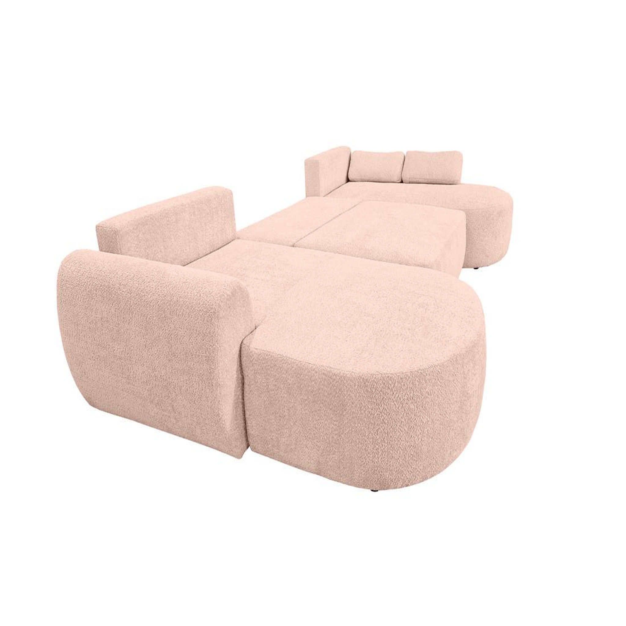 Voir la diapositive 2 : BEST MOBILIER Mahina - canapé panoramique en u 7 places - convertible avec coffre - en tissu bouclette