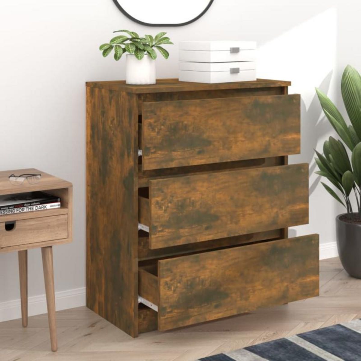 VIDAXL Buffet Chêne fumé 60x35x76 cm Bois d ingénierie