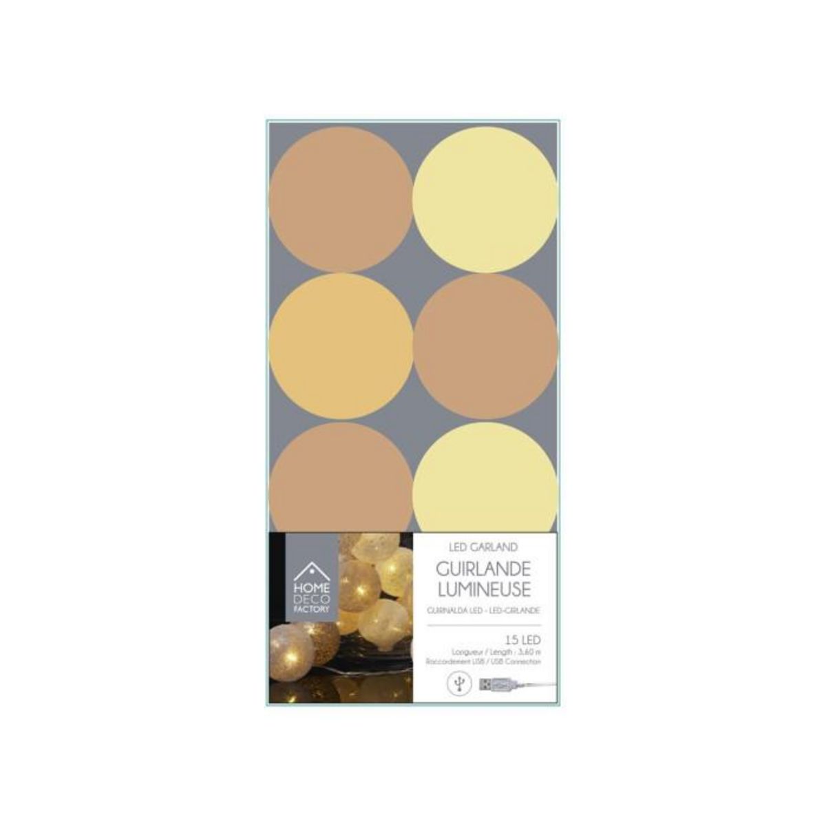 Paris Prix Guirlande Lumineuse Led  Boule  360cm Blanc & Nude