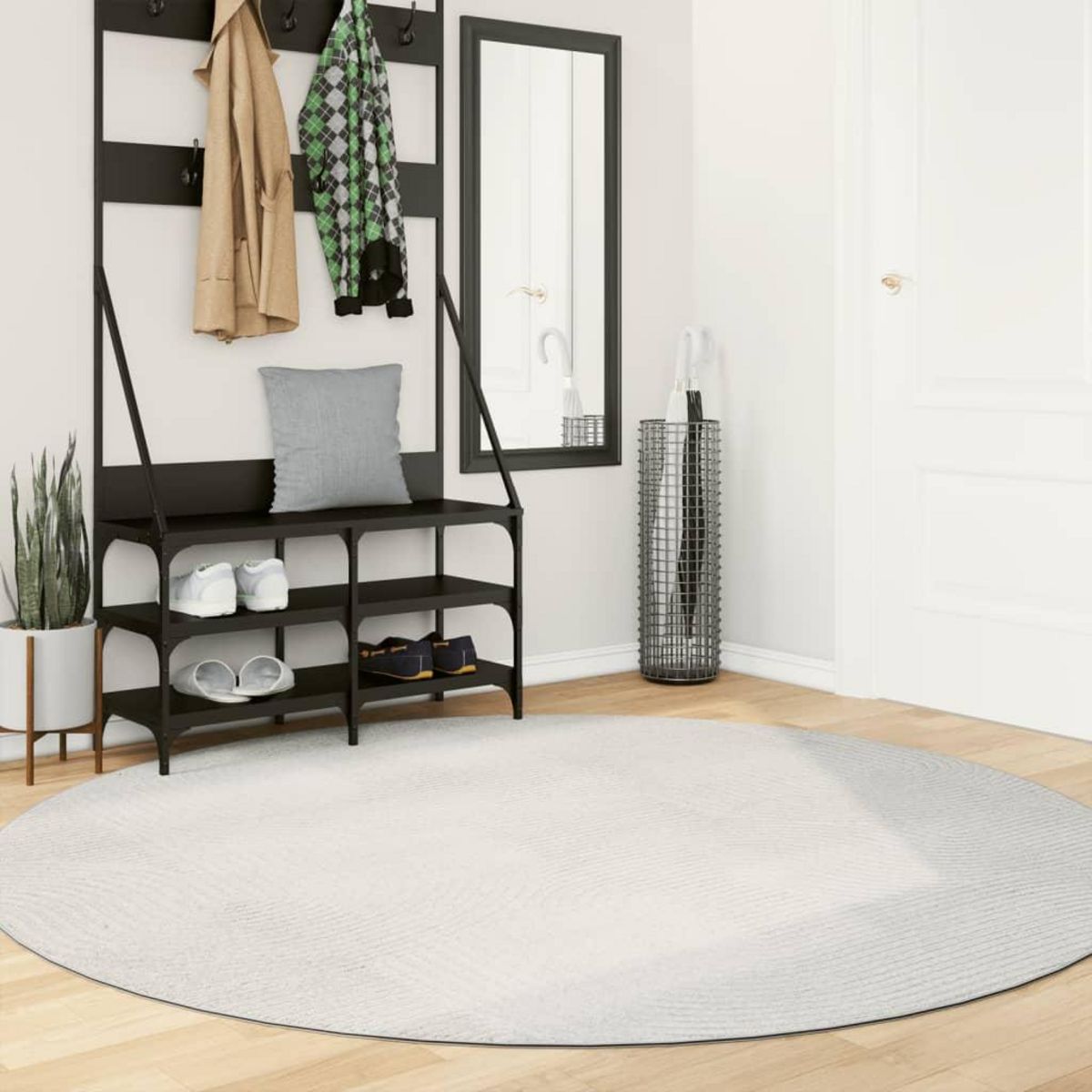 VIDAXL Tapis IZA poils courts style scandinave creme Ø 200 cm