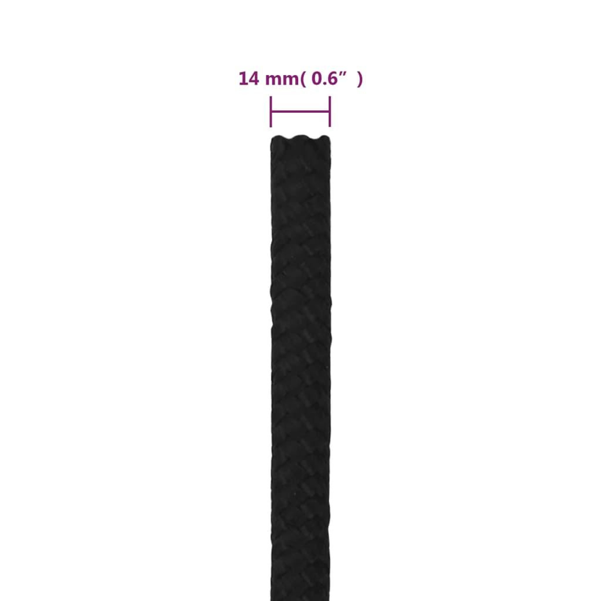 Voir la diapositive 6 : VIDAXL Corde de travail Noir 14 mm 250 m Polyester