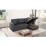 Voir la diapositive 1 : MATHILDE Canapé d'angle 3 places réversible et convertible avec coffre Tissu Gris