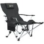 Voir la diapositive 1 : OUTSUNNY Chaise de camping pliante - repose-pied amovible, rangements - sac transport - noir