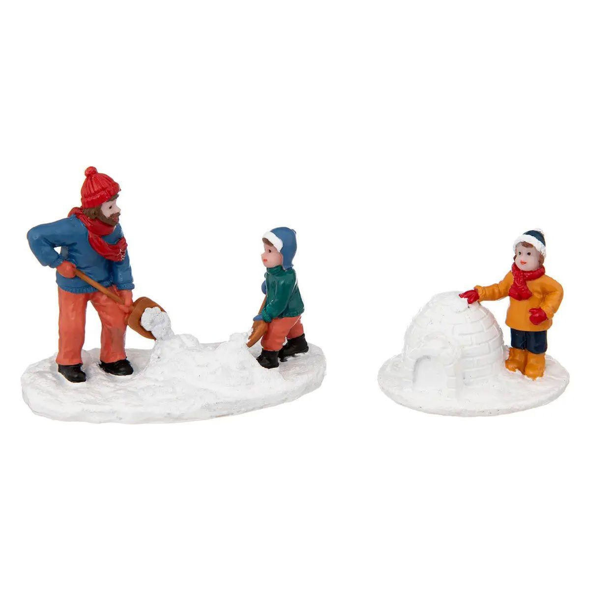 FEERIC LIGHT & CHRISTMAS Lot de 2 Personnages Village de Noël  Jeu Neige  17cm Multicolore