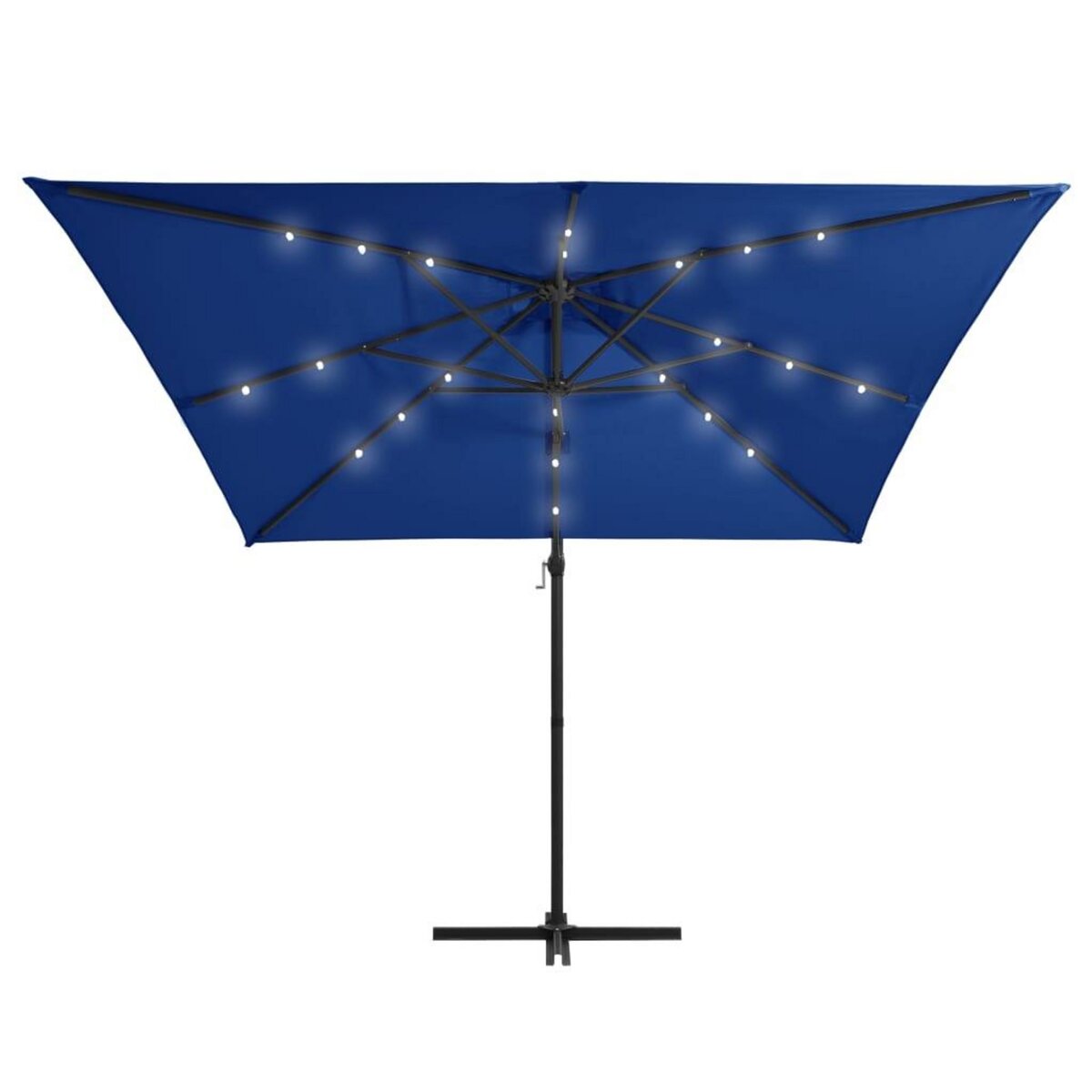 VIDAXL Parasol de jardin en porte-a-faux lumieres LED et mat en acier
