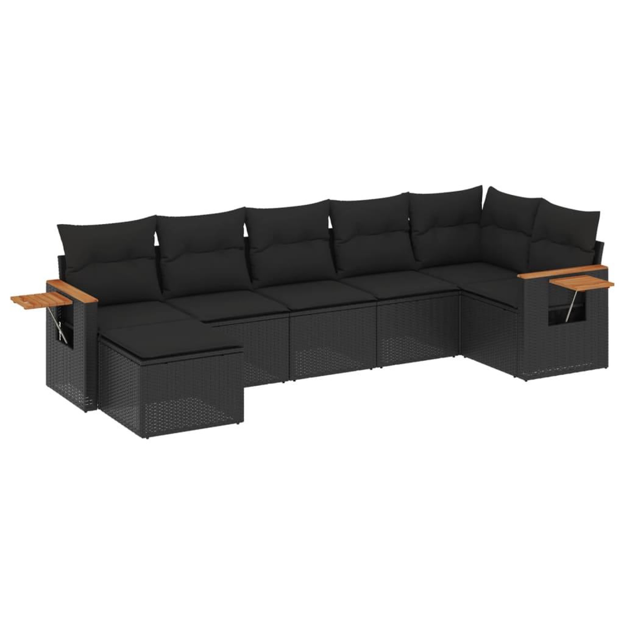 Voir la diapositive 2 : VIDAXL Salon de jardin 7 pcs avec coussins noir resine tressee