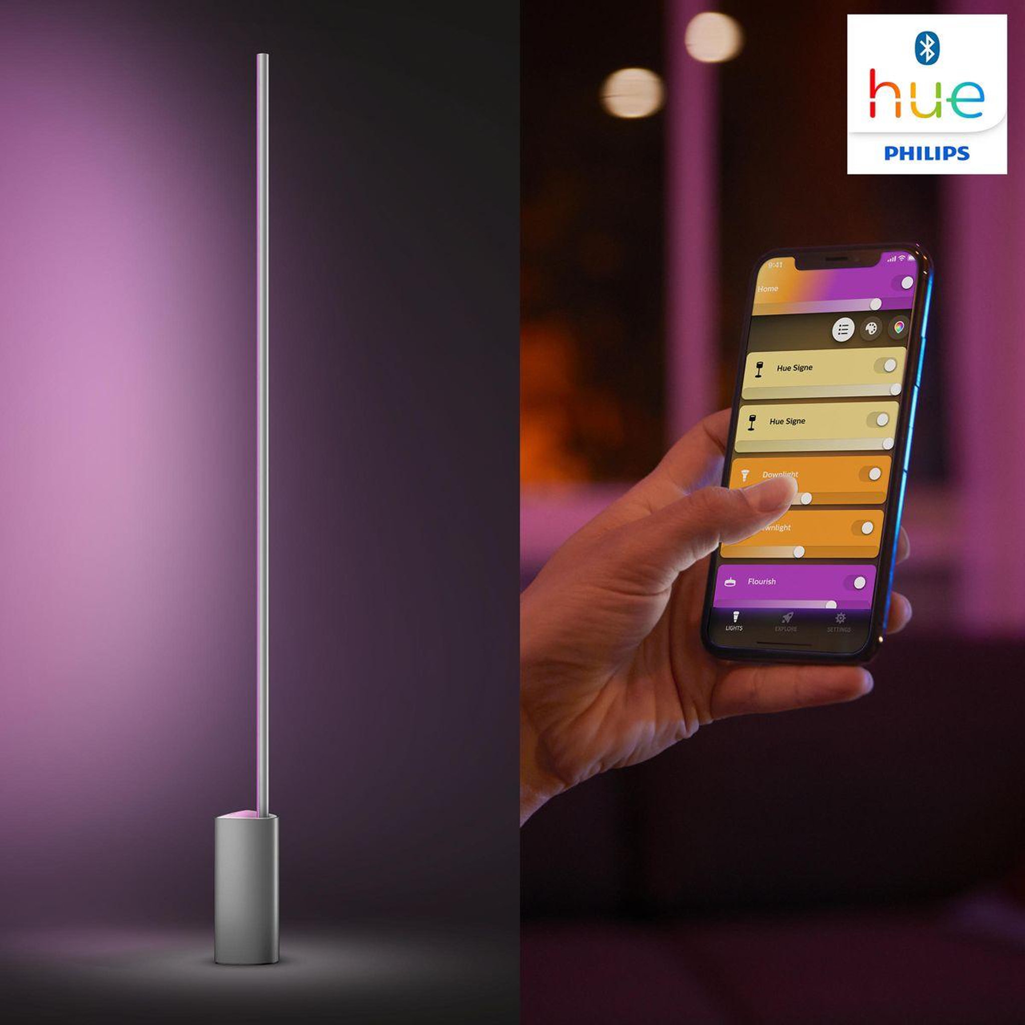 Voir la diapositive 5 : PHILIPS HUE Lampe connectée Gradient Signe blanc White&Color Ambianc