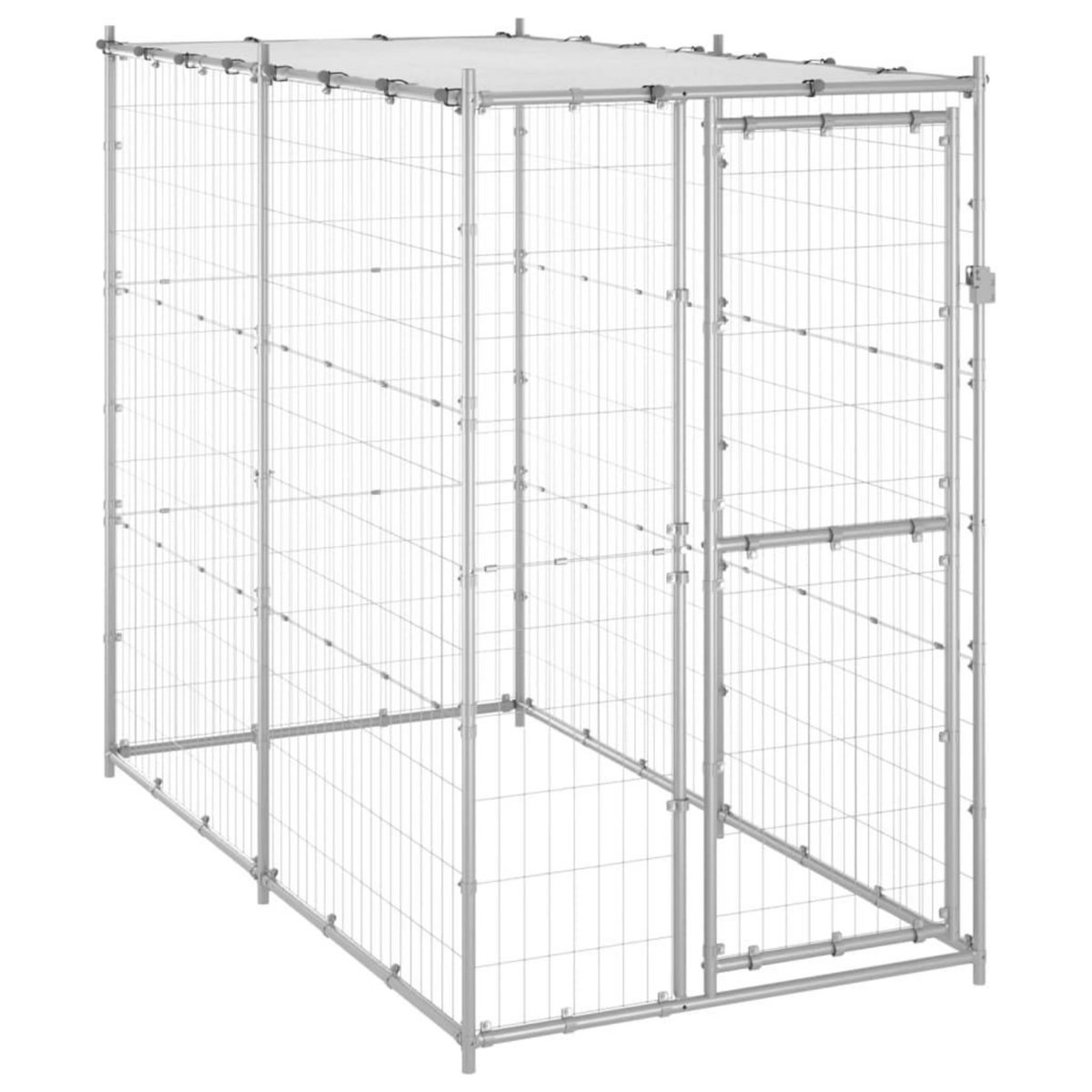 VIDAXL Chenil exterieur Acier galvanise avec toit 110x220x180 cm