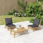 VIDAXL Chaises de jardin lot de 2 avec coussins gris fonce bambou