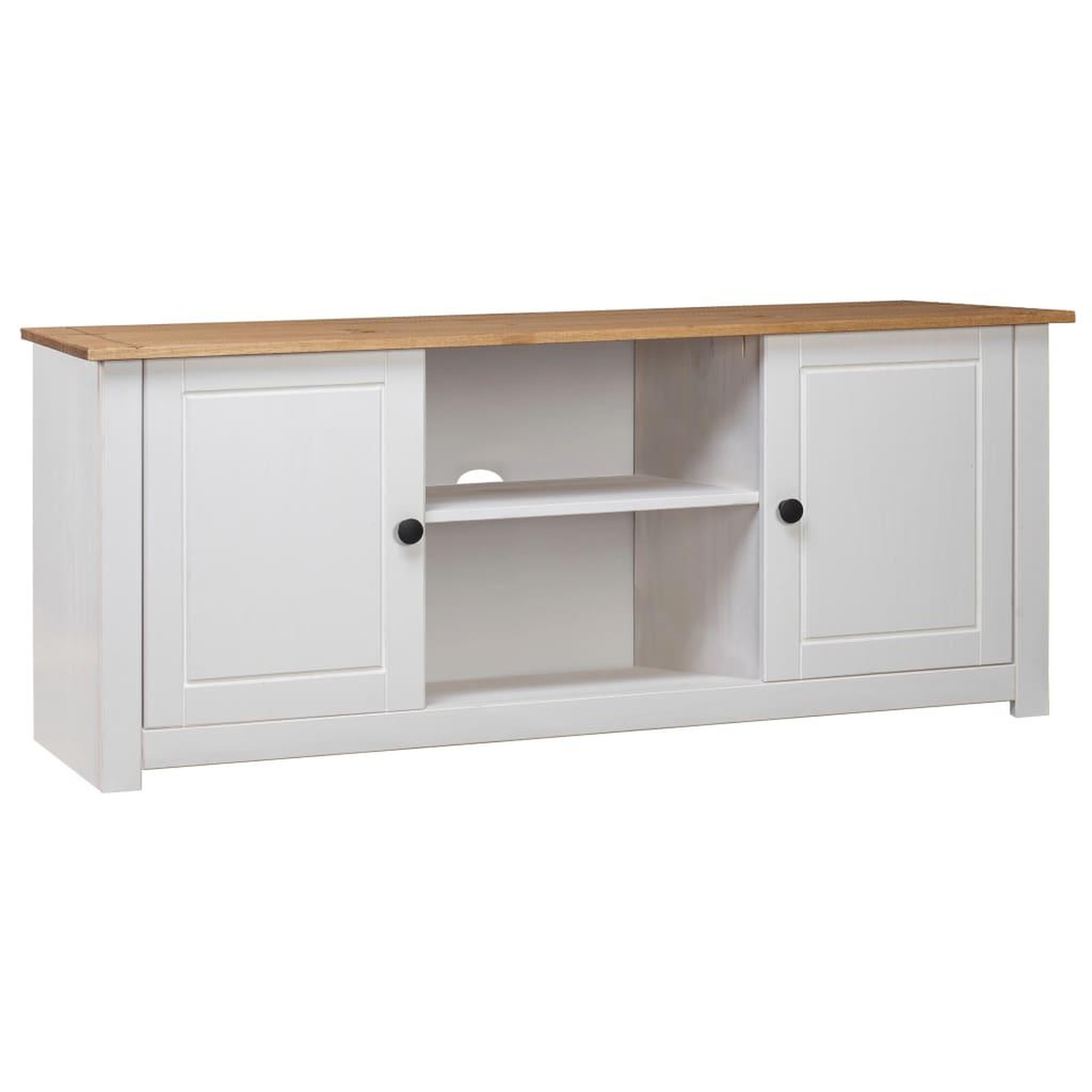 Voir la diapositive 1 : VIDAXL Meuble TV Blanc 120x40x50 cm Bois de pin massif Gamme Panama