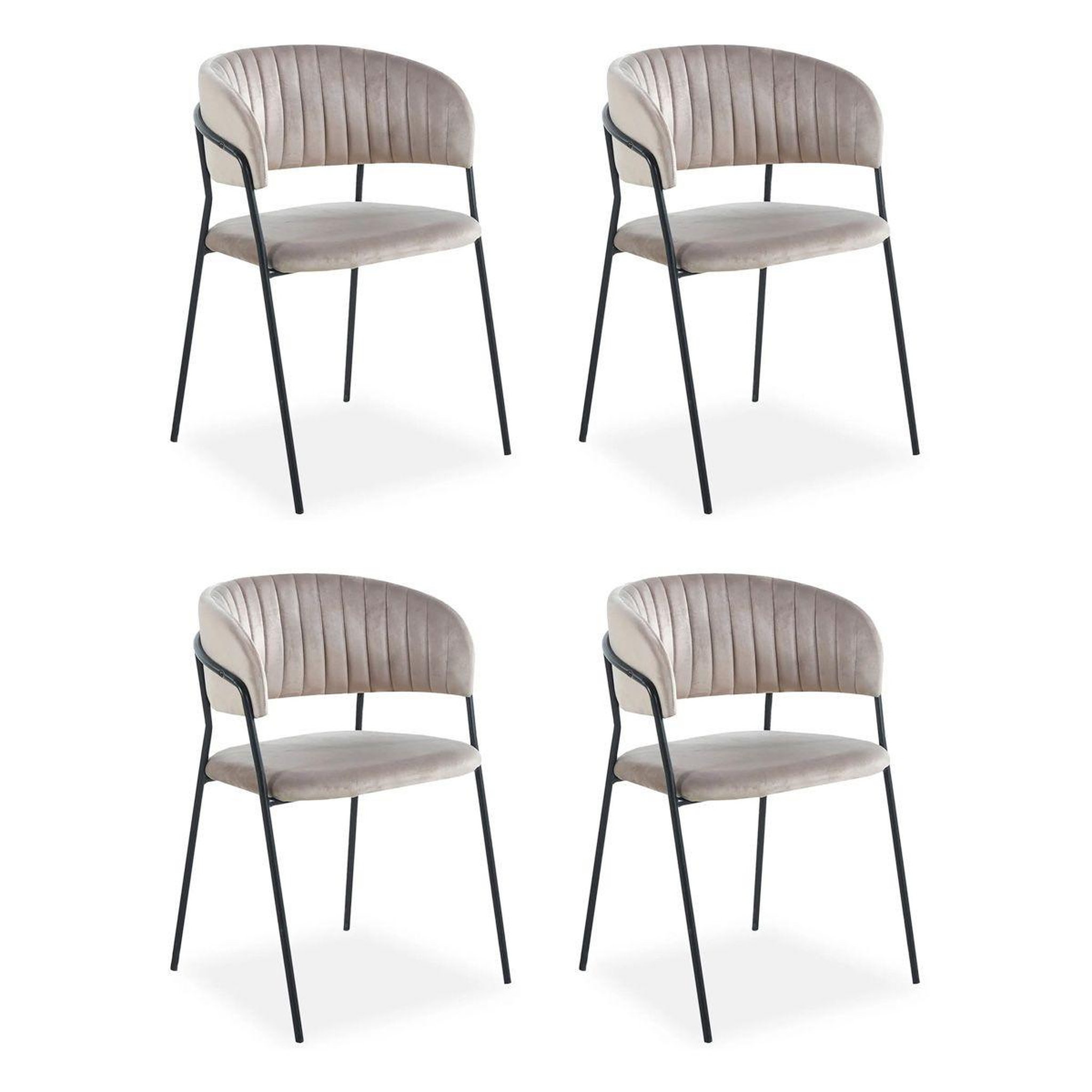 Paris Prix Lot de 4 chaises en velours  batora  79cm taupe & noir