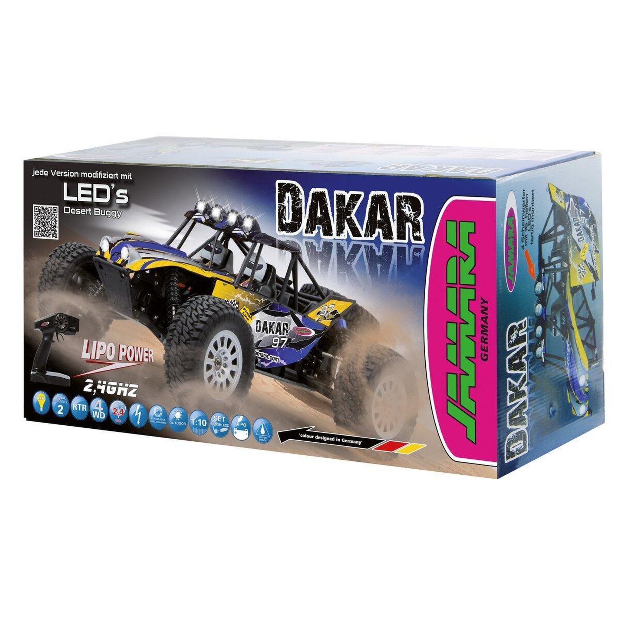 Voir la diapositive 2 : Jamara Dakar desertbuggy 4wd 1:10 nimh 2,4ghz avec led
