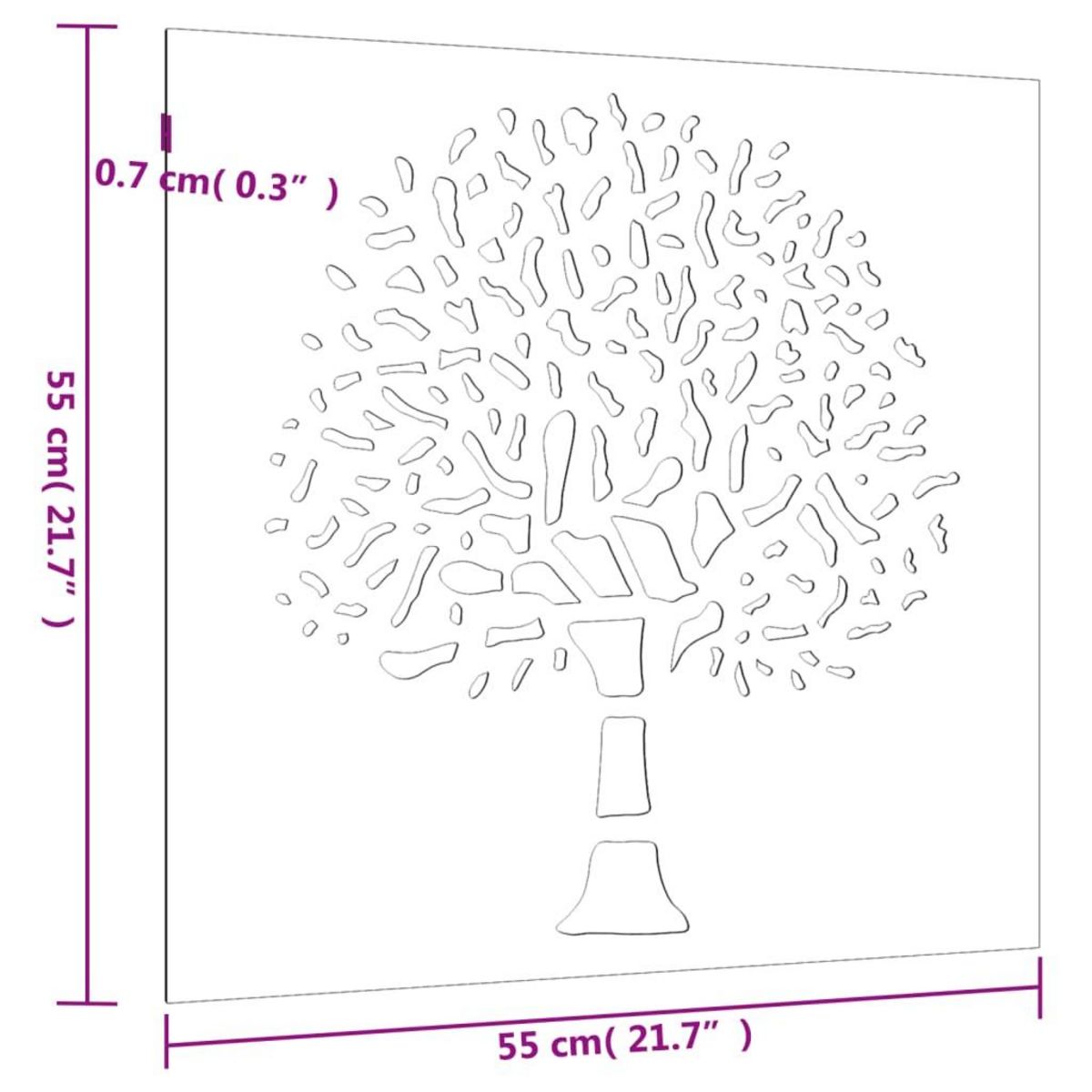 VIDAXL Decoration murale jardin 55x55 cm acier corten design d'arbre