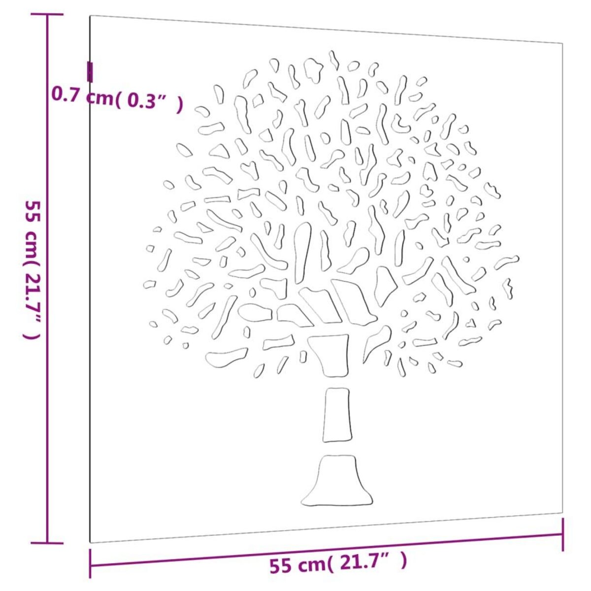 VIDAXL Decoration murale jardin 55x55 cm acier corten design d'arbre