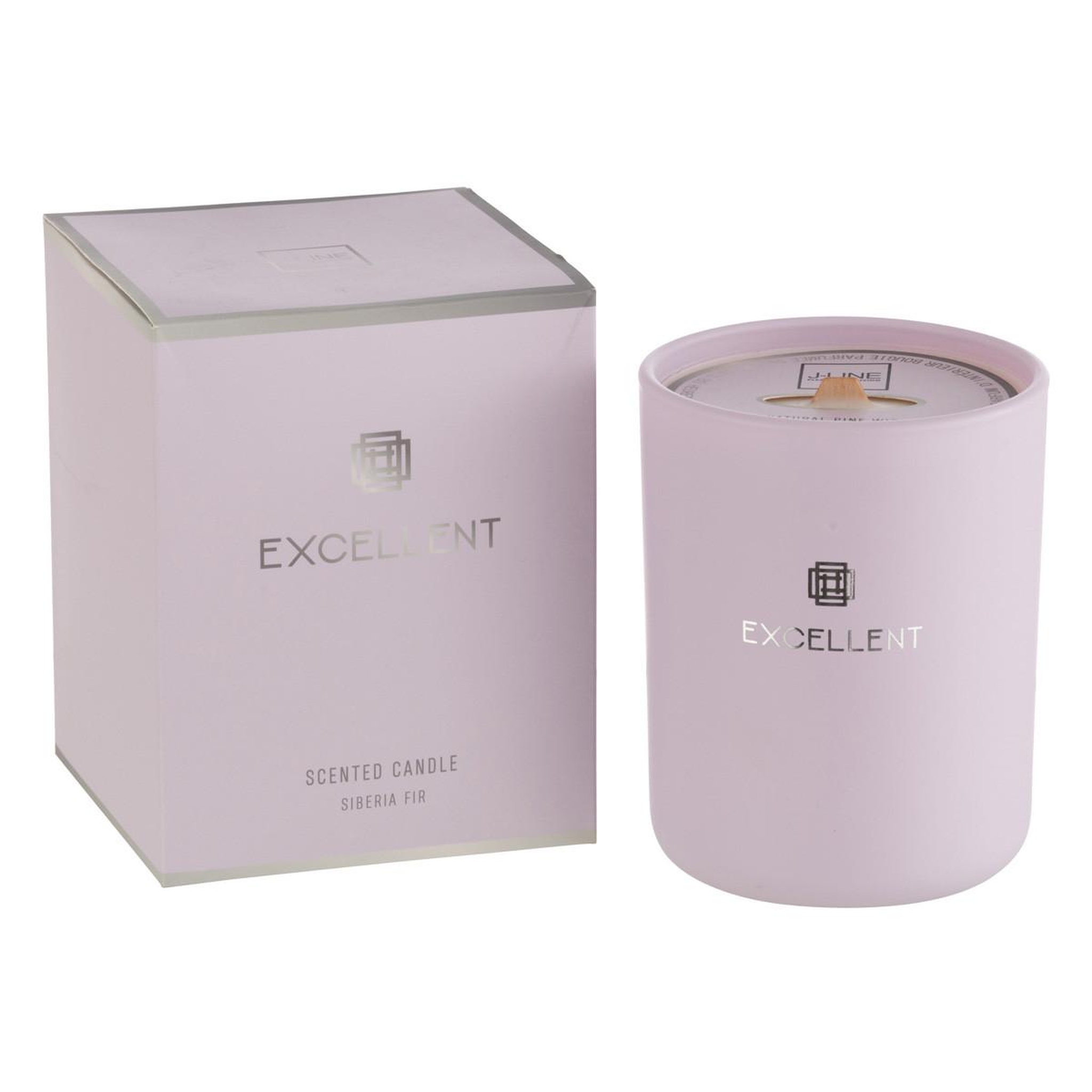Voir la diapositive 1 : J-LINE Bougie parfumée en verre  excellent  14cm siberia fir lilas