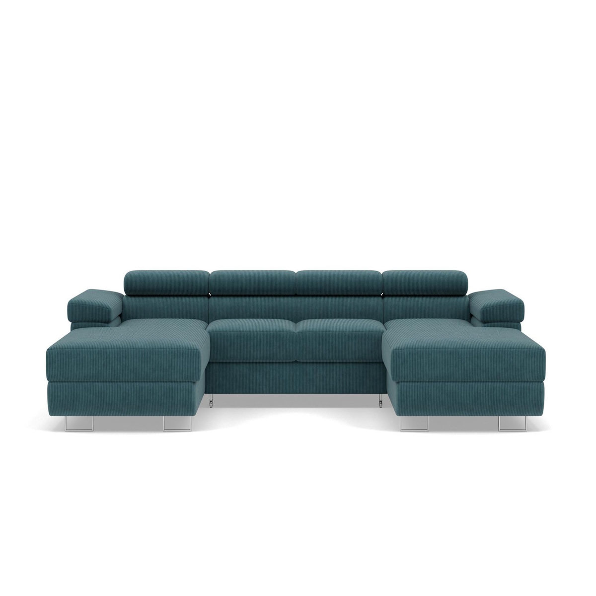 BEST MOBILIER Pablo - canapé panoramique en u - 7 places - convertible avec coffres et têtières réglables - en velours côtelé