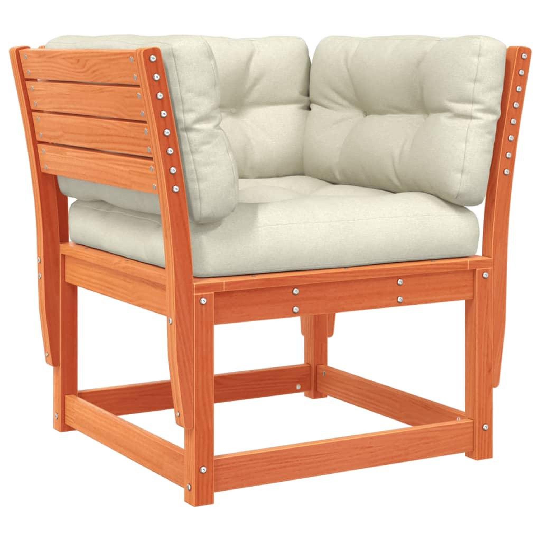 Voir la diapositive 3 : VIDAXL Salon de jardin 5 pcs avec coussins cire marron bois pin massif