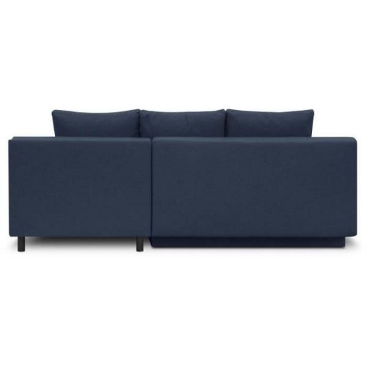 MARKET24 Canapé d'angle droit convertible MIKA 3 places - Tissu bleu foncé - Coffre de rangement - L218 x P98/145 x H84 cm