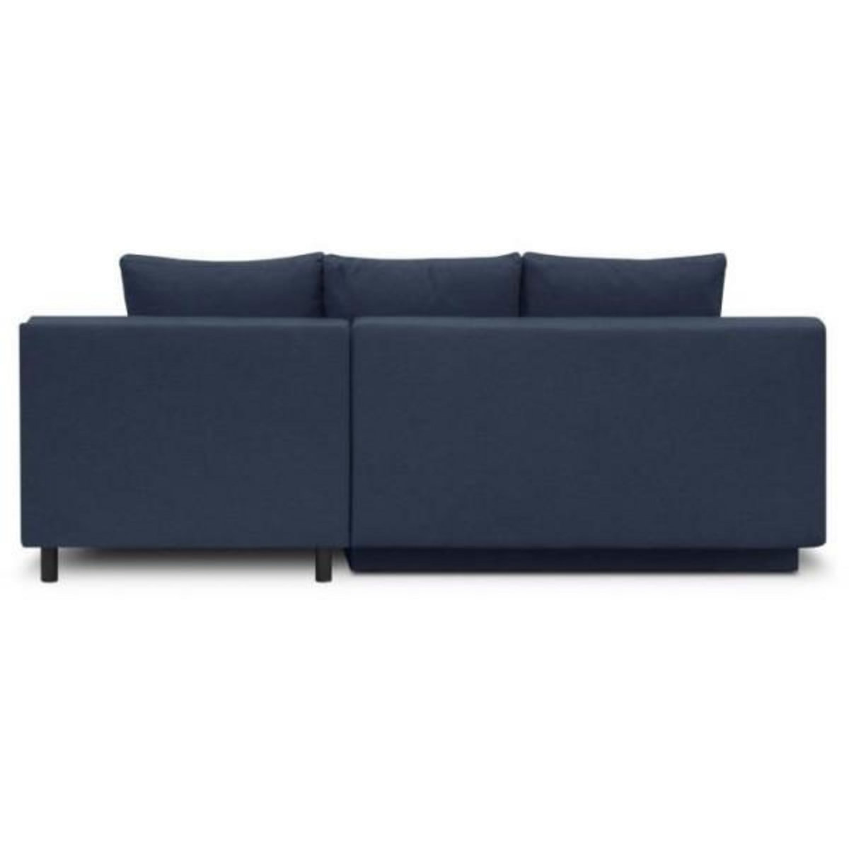 MARKET24 Canapé d'angle droit convertible MIKA 3 places - Tissu bleu foncé - Coffre de rangement - L218 x P98/145 x H84 cm