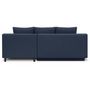 Voir la diapositive 6 : MARKET24 Canapé d'angle droit convertible MIKA 3 places - Tissu bleu foncé - Coffre de rangement - L218 x P98/145 x H84 cm