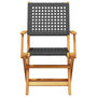 Voir la diapositive 4 : VIDAXL Chaises de jardin pliantes lot de 4 noir poly rotin bois massif