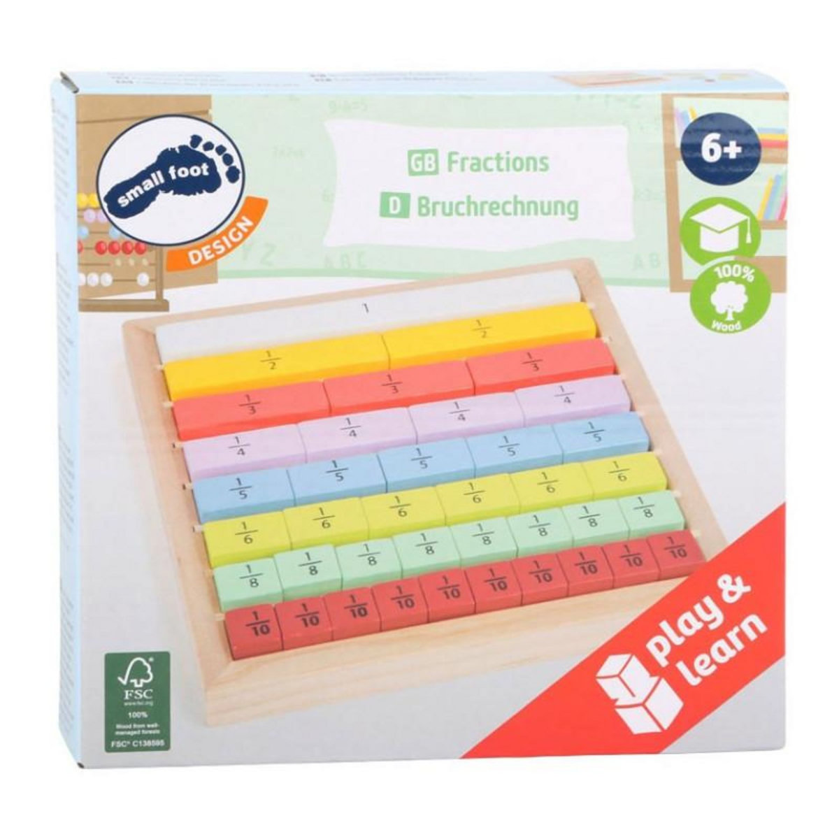 SMALL FOOT Small Foot - Wooden Blocks with Fractions 11166