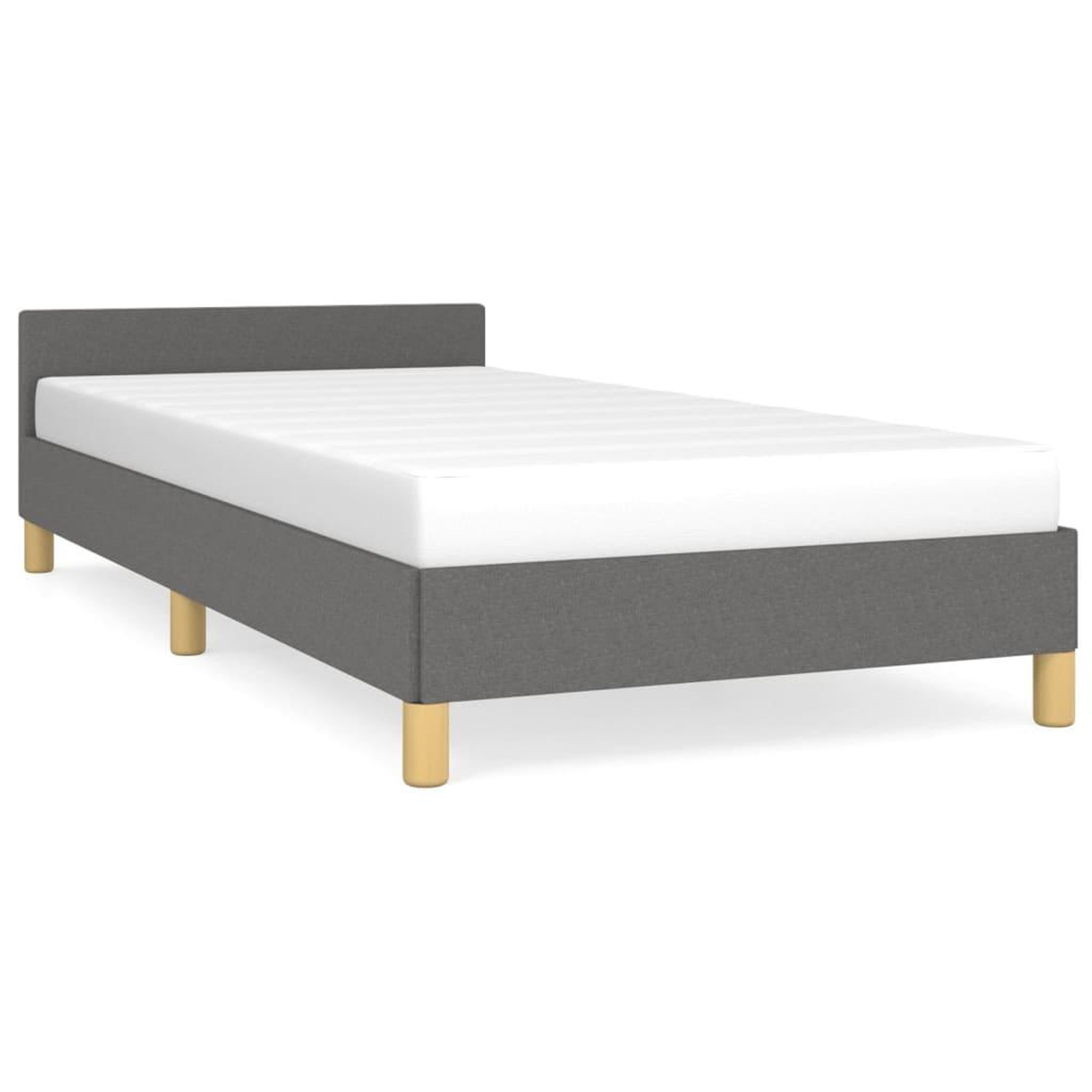 Voir la diapositive 2 : VIDAXL Cadre de lit sans matelas gris fonce 90x200 cm tissu