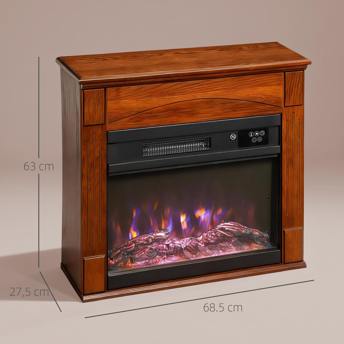 HOMCOM Cheminée électrique design effet bois 1000-2000W télécommande réglable