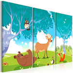 Paris Prix Tableau Imprimé 3 Panneaux  Friendly Animals. Coloris disponibles : Multicolore
