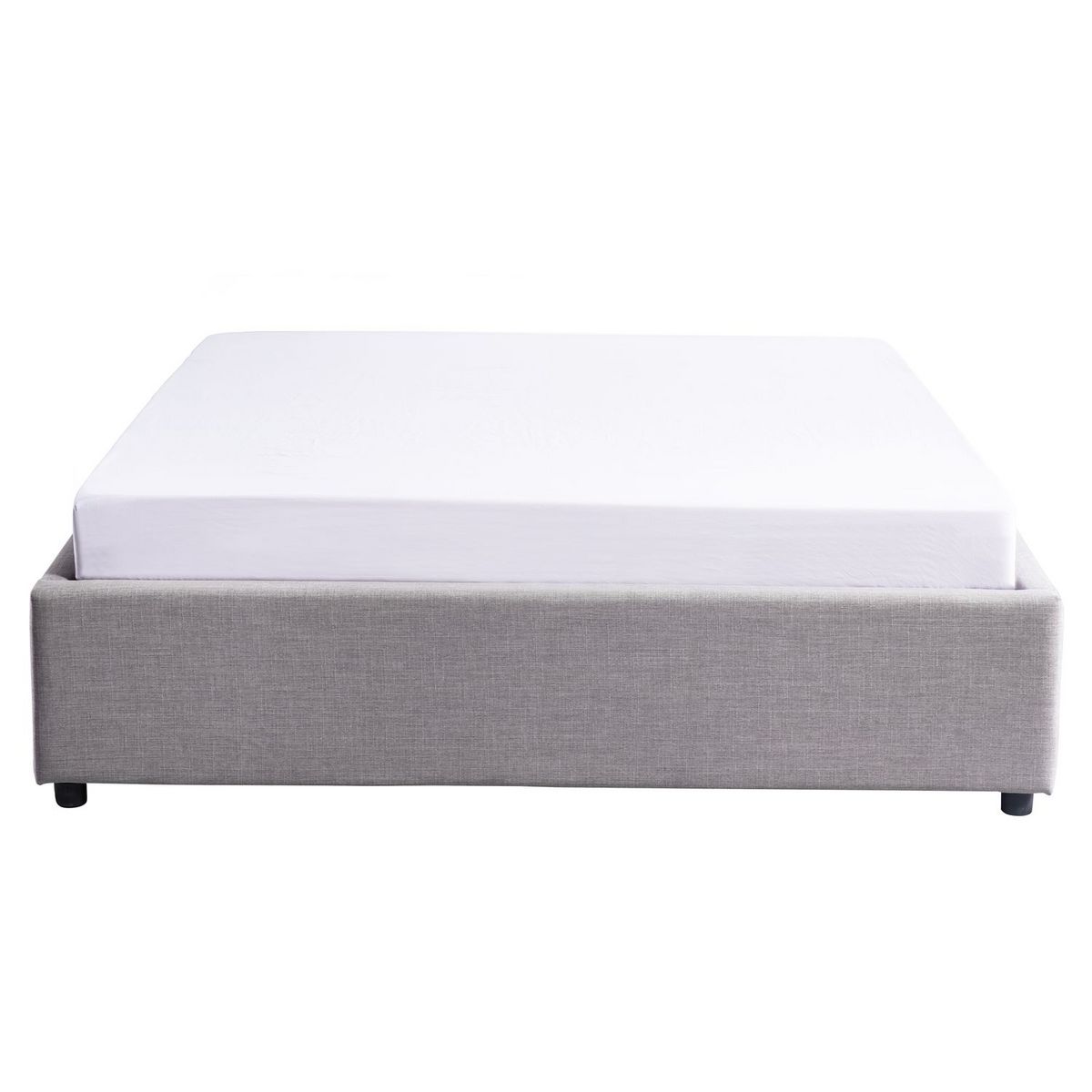 Lit coffre tissu avec sommier relevable 160x200 cm LEO