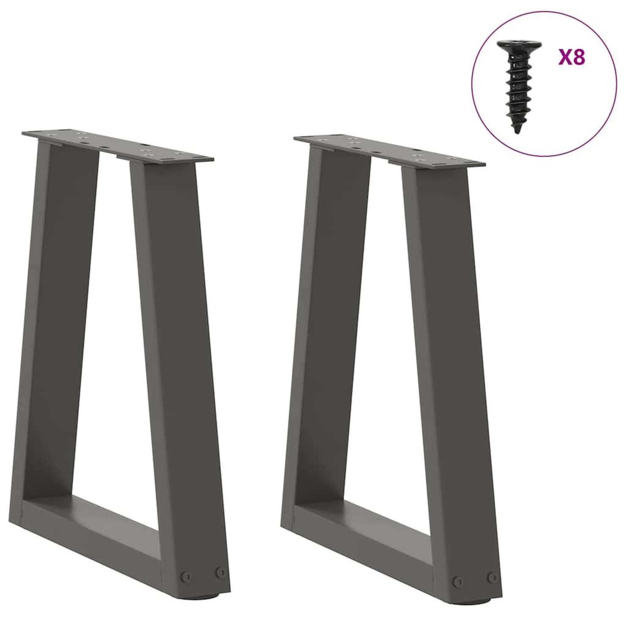 Voir la diapositive 3 : VIDAXL Pieds de table a manger en forme de V 2 pcs anthracite acier