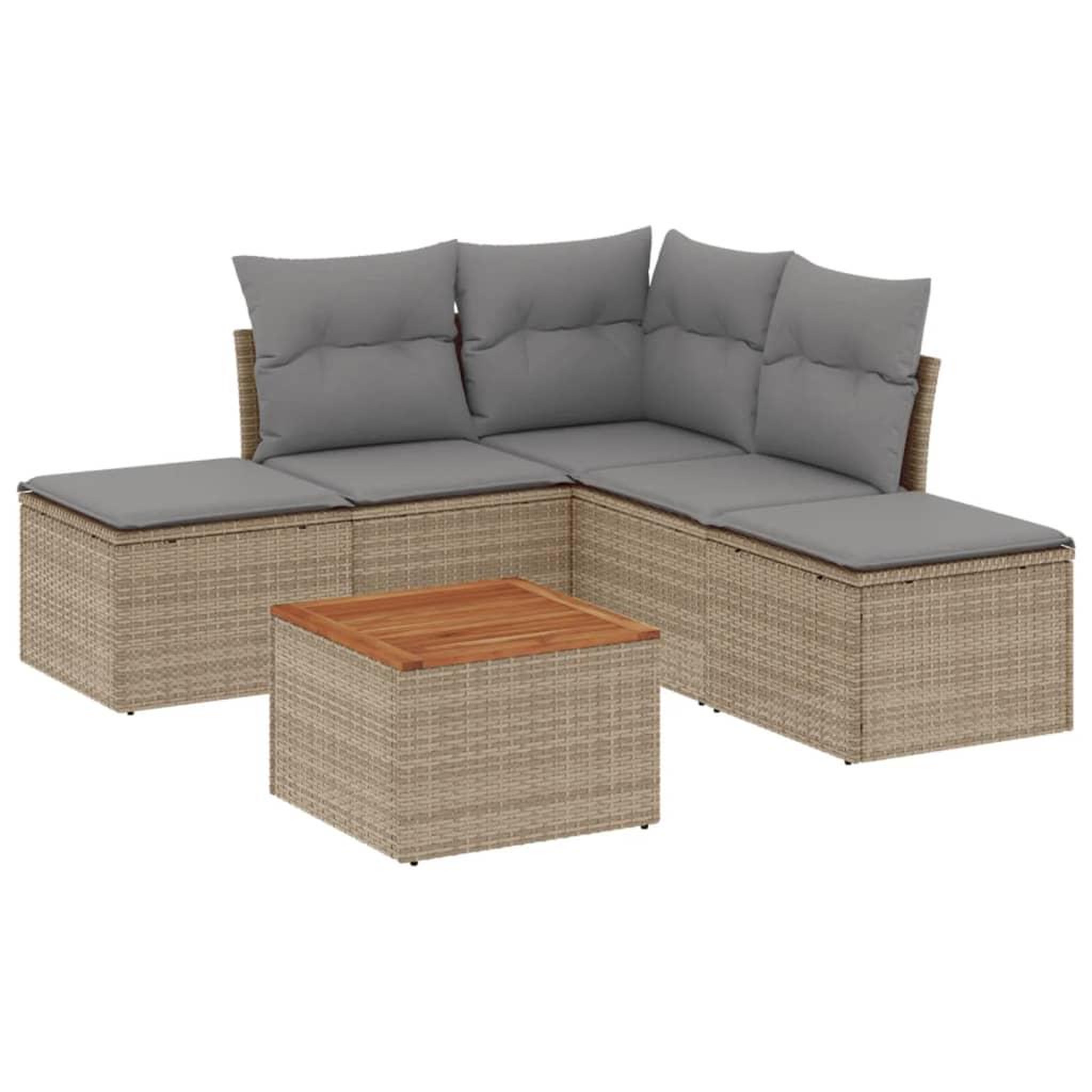 Voir la diapositive 2 : VIDAXL Salon de jardin avec coussins 6pcs melange beige resine tressee