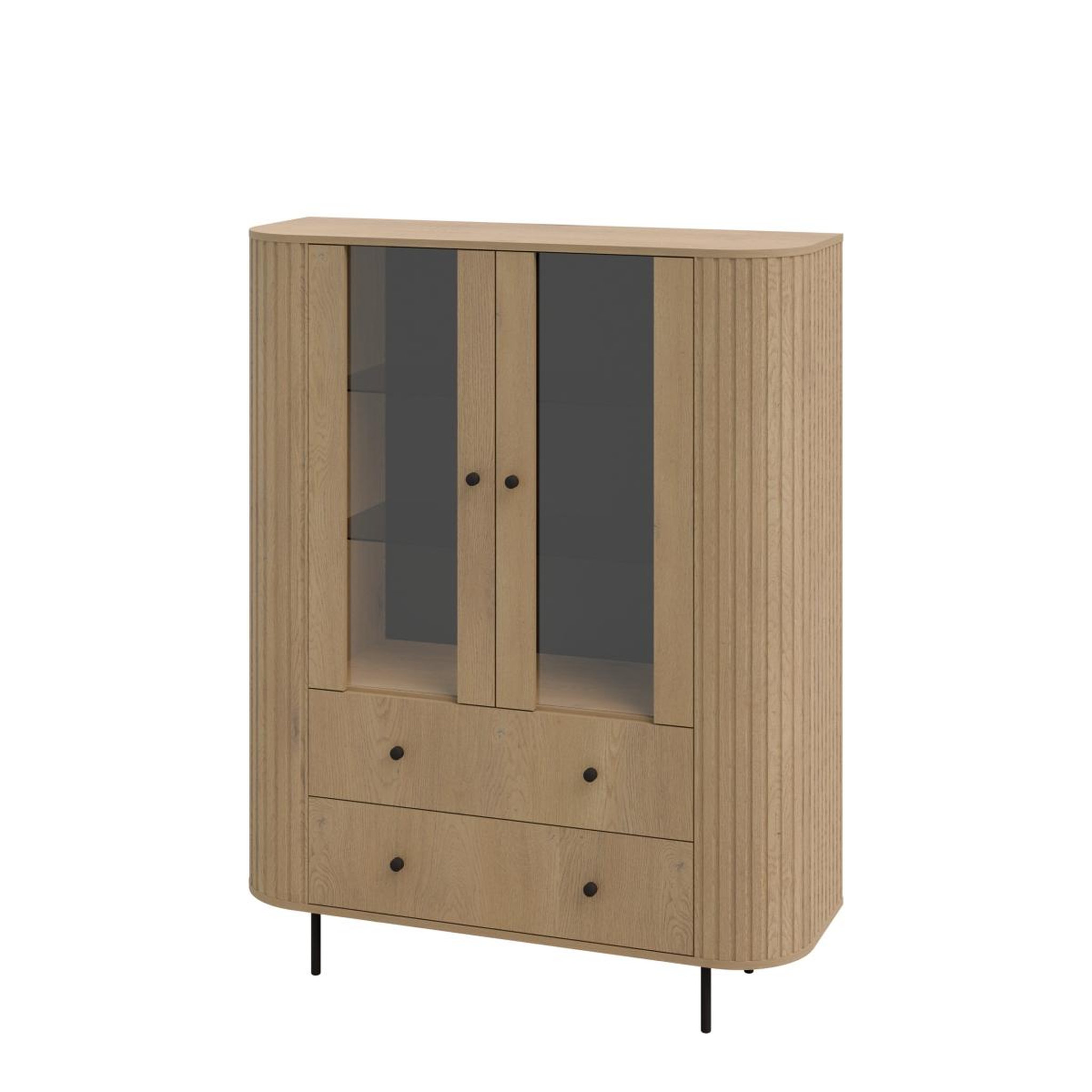 Voir la diapositive 5 : JLC KREATION Vitrine moderne 2 portes en bois forme arrondie lilio