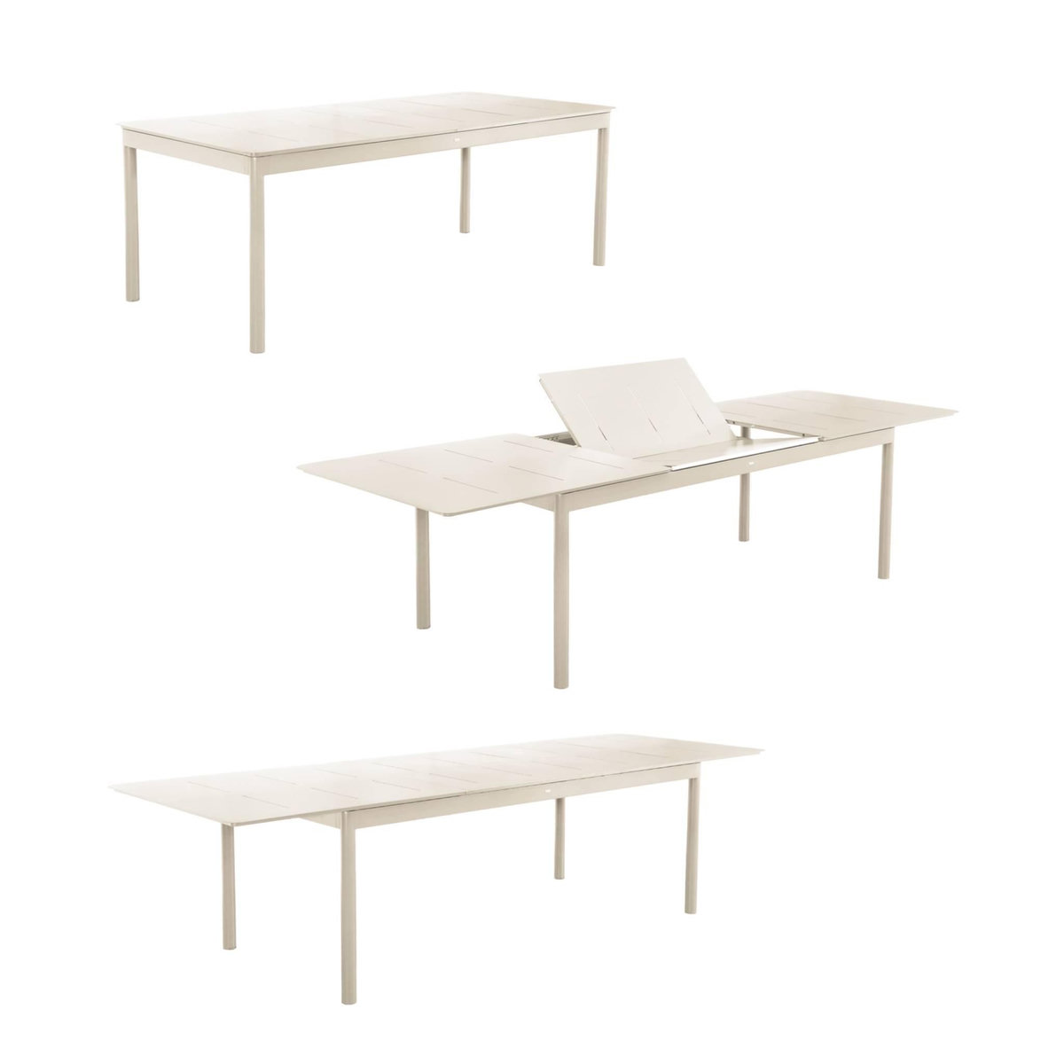 SWEEEK Table de jardin CHARLESTON extensible aluminium, 8 places, 210/300 x 100 x 75,5 cm