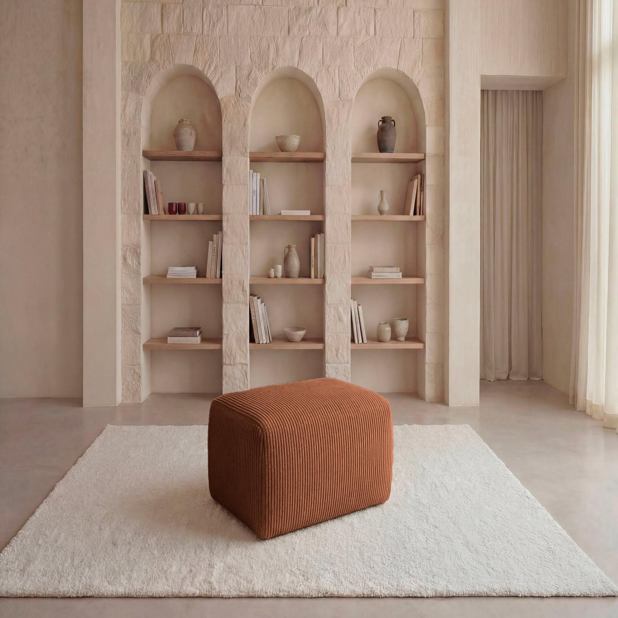 Voir la diapositive 2 : CASANOVA PARIS Olympe - pouf en petit velours côtelé 100x68x42