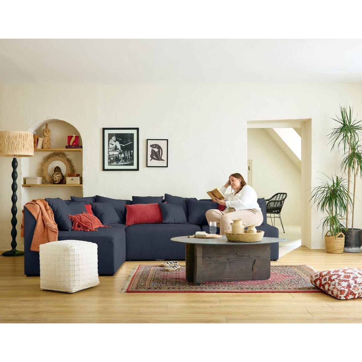 LISA DESIGN Amalfi - canapé modulable d'angle réversible - 4 places - en tissu