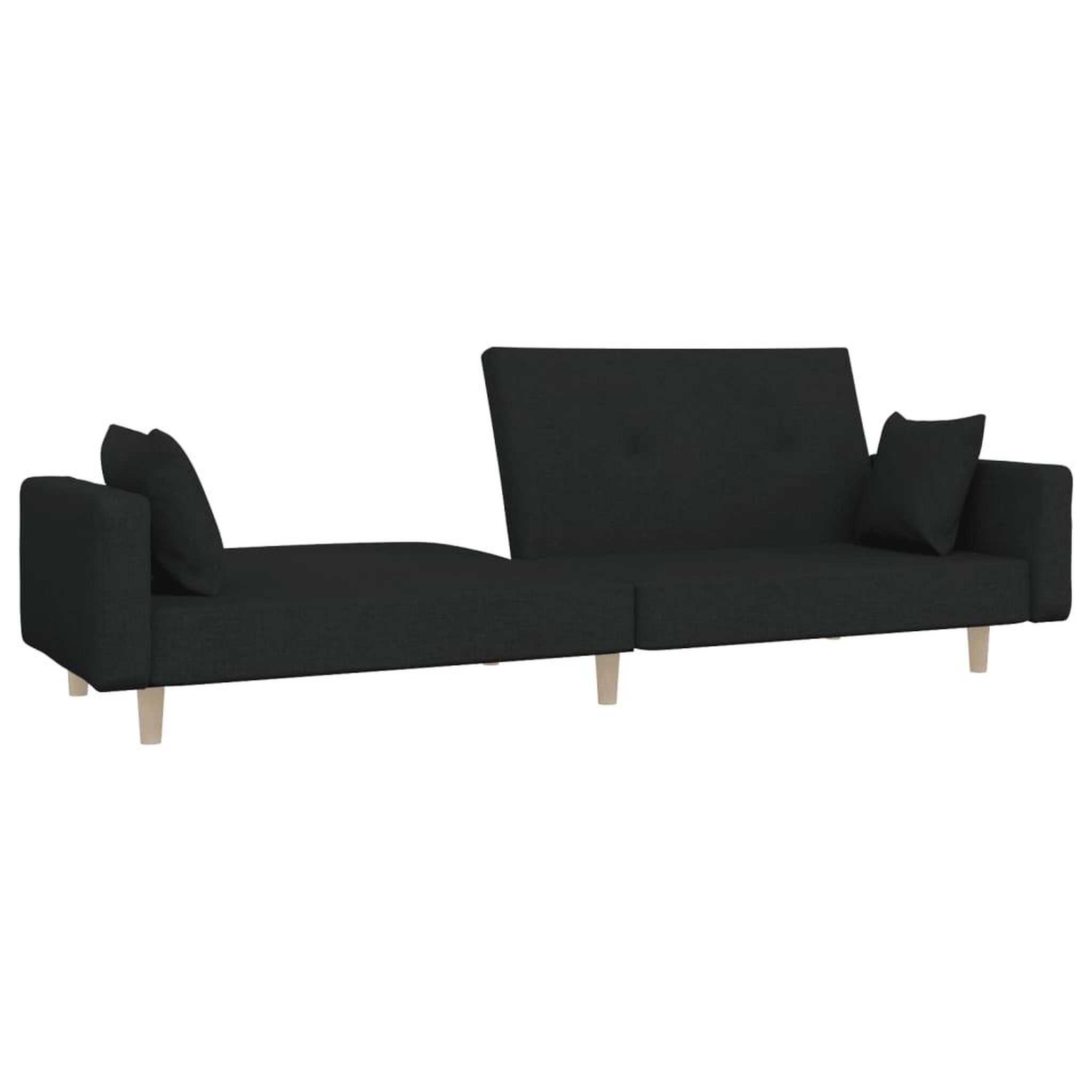 Voir la diapositive 4 : VIDAXL Canape-lit a 2 places avec deux oreillers noir tissu