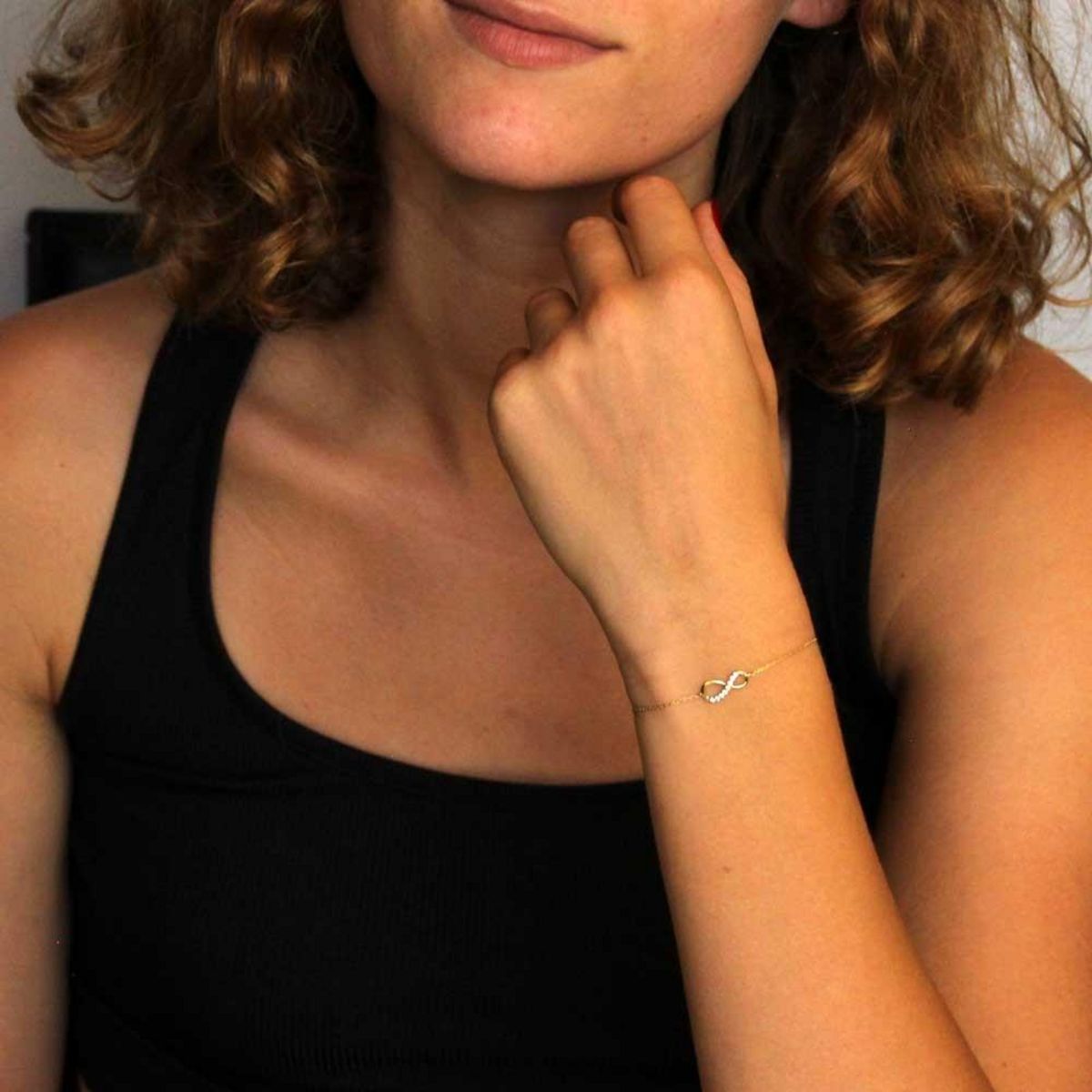 L'ATELIER D'AZUR Bracelet Or Jaune - Motif Infini Pavé de Zirconiums - Femme