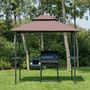 Voir la diapositive 2 : HOMCOM Pavillon abri tonnelle de jardin pour barbecue double toit 2 tablettes incluses tissu polyester acier 2,45 x 1,48 x 2,55 m chocolat