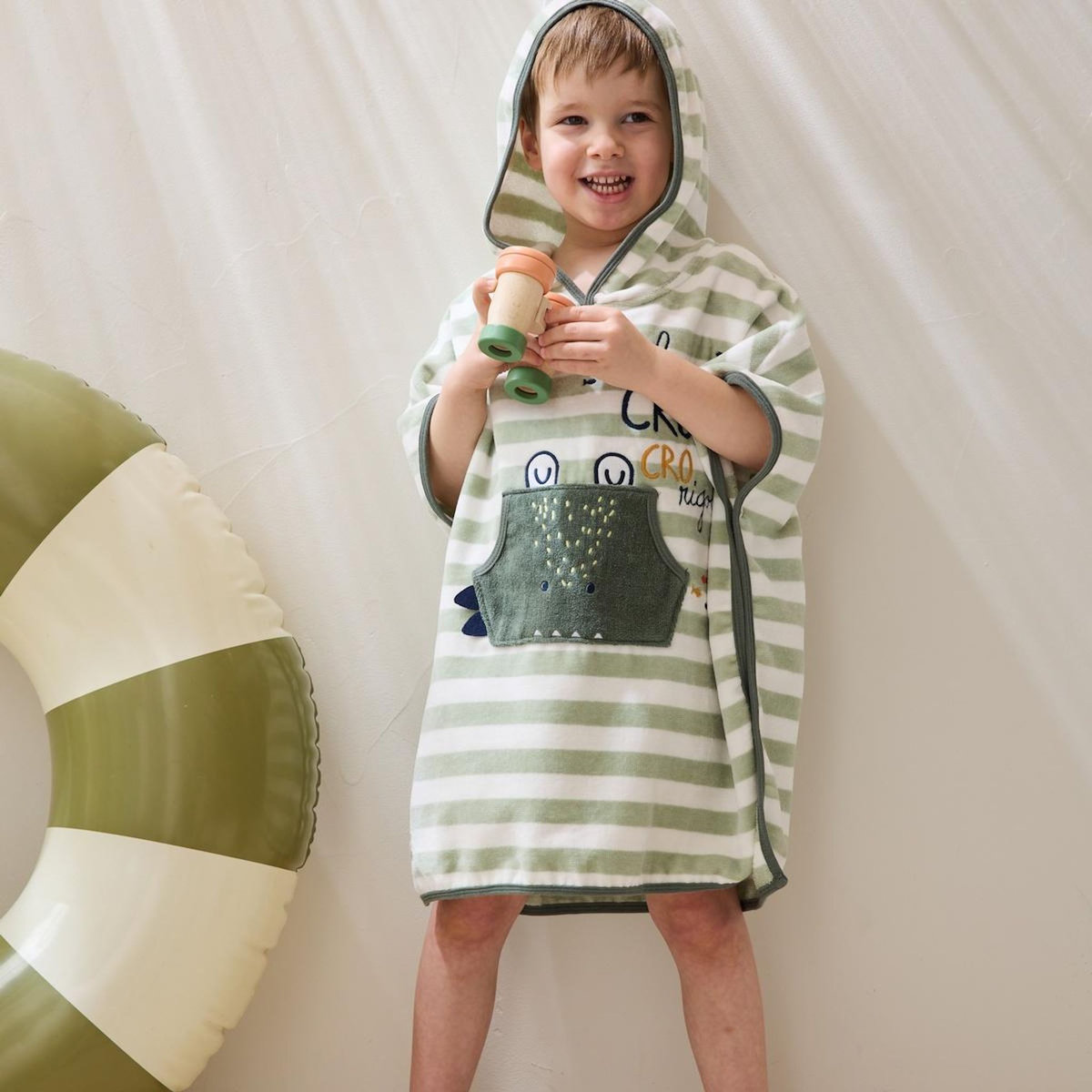 Petit Béguin Poncho de bain bébé Crocro rigolo
