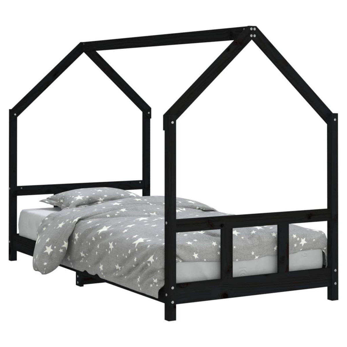VIDAXL Cadre de lit pour enfants noir 90x190 cm bois de pin massif