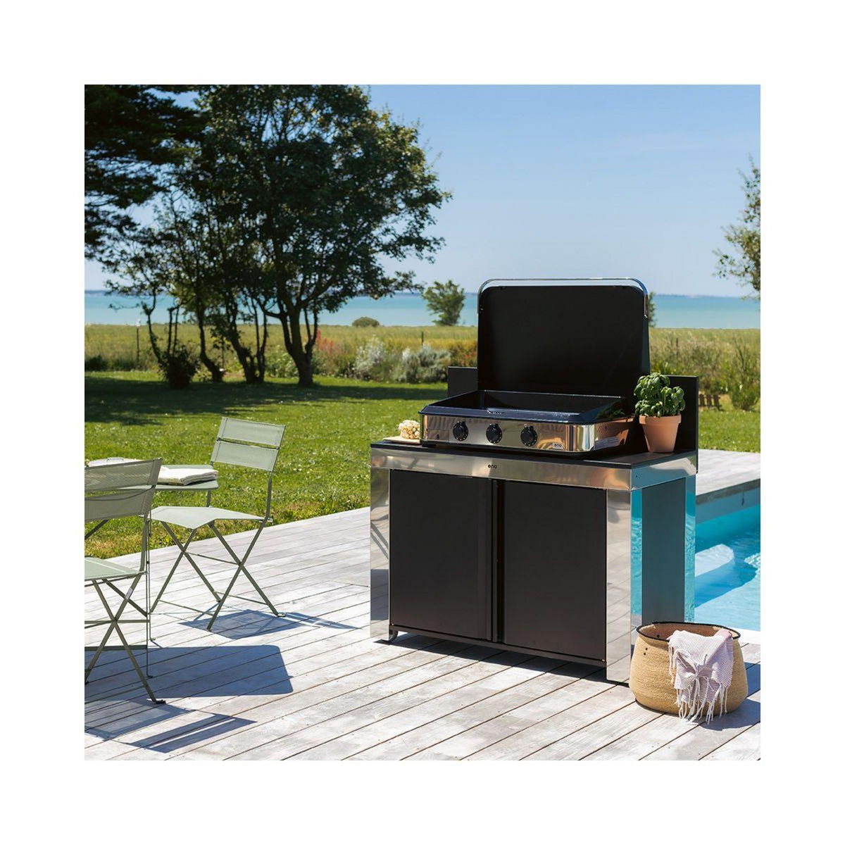 Eno Chariot Plancha Felix Inox/acier 2 portes comaptible planchas ENO