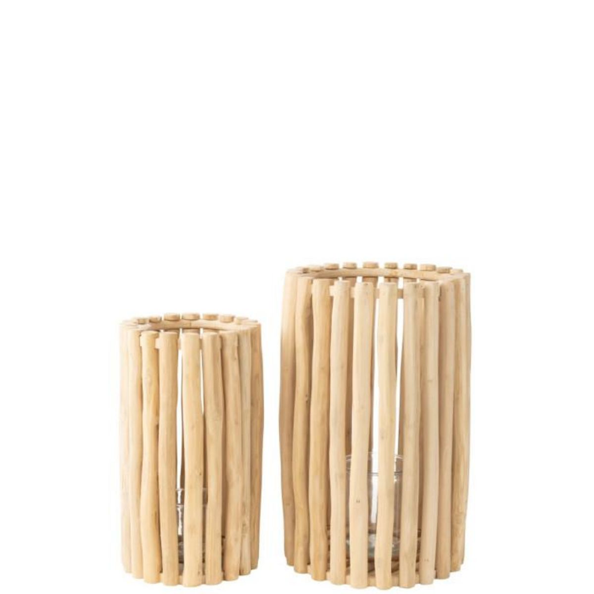 Paris Prix Lot de 2 Lanternes en Teck  Myrtle  60cm Naturel