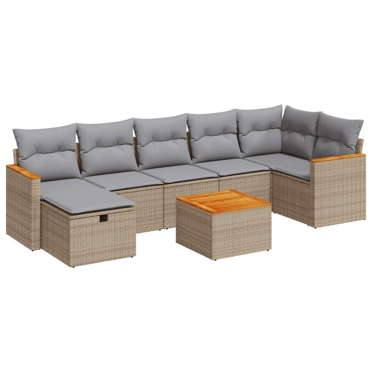 VIDAXL Salon de jardin avec coussins 8 pcs beige resine tressee