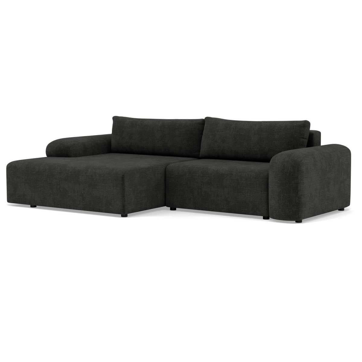 BEST MOBILIER Rebecca - canapé d'angle gauche 4 places convertible avec coffre en velours texturé