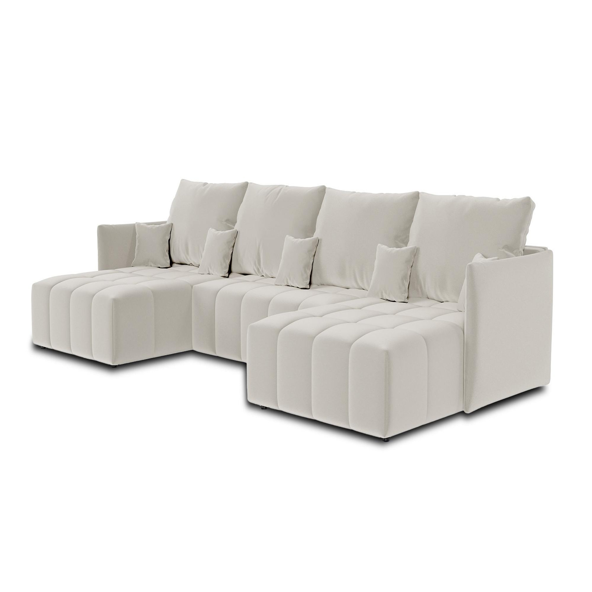Voir la diapositive 4 : BEST MOBILIER Petra - canapé panoramique en u - 7 places - convertible - avec coffre - en velours