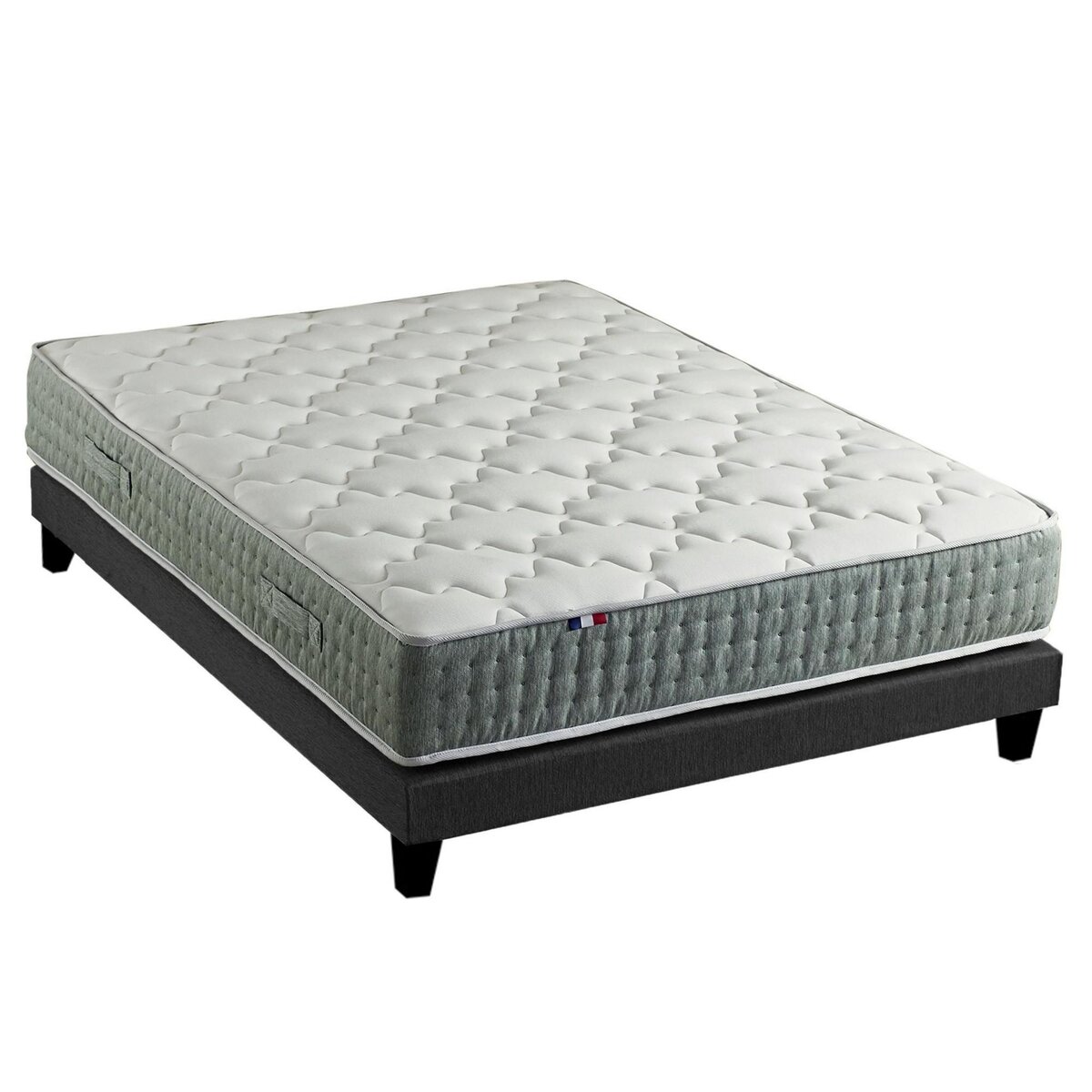 IDLITERIE Ensemble matelas à ressorts HYGGE et sommier déco pour un confort optimal