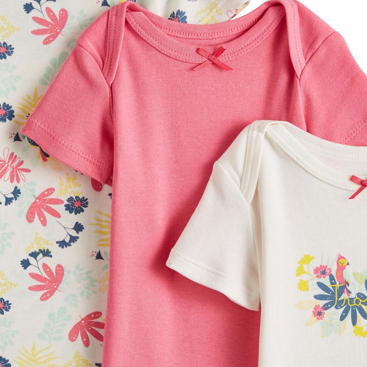 INEXTENSO Lot de 3 bodies manches courtes tropical bébé fille