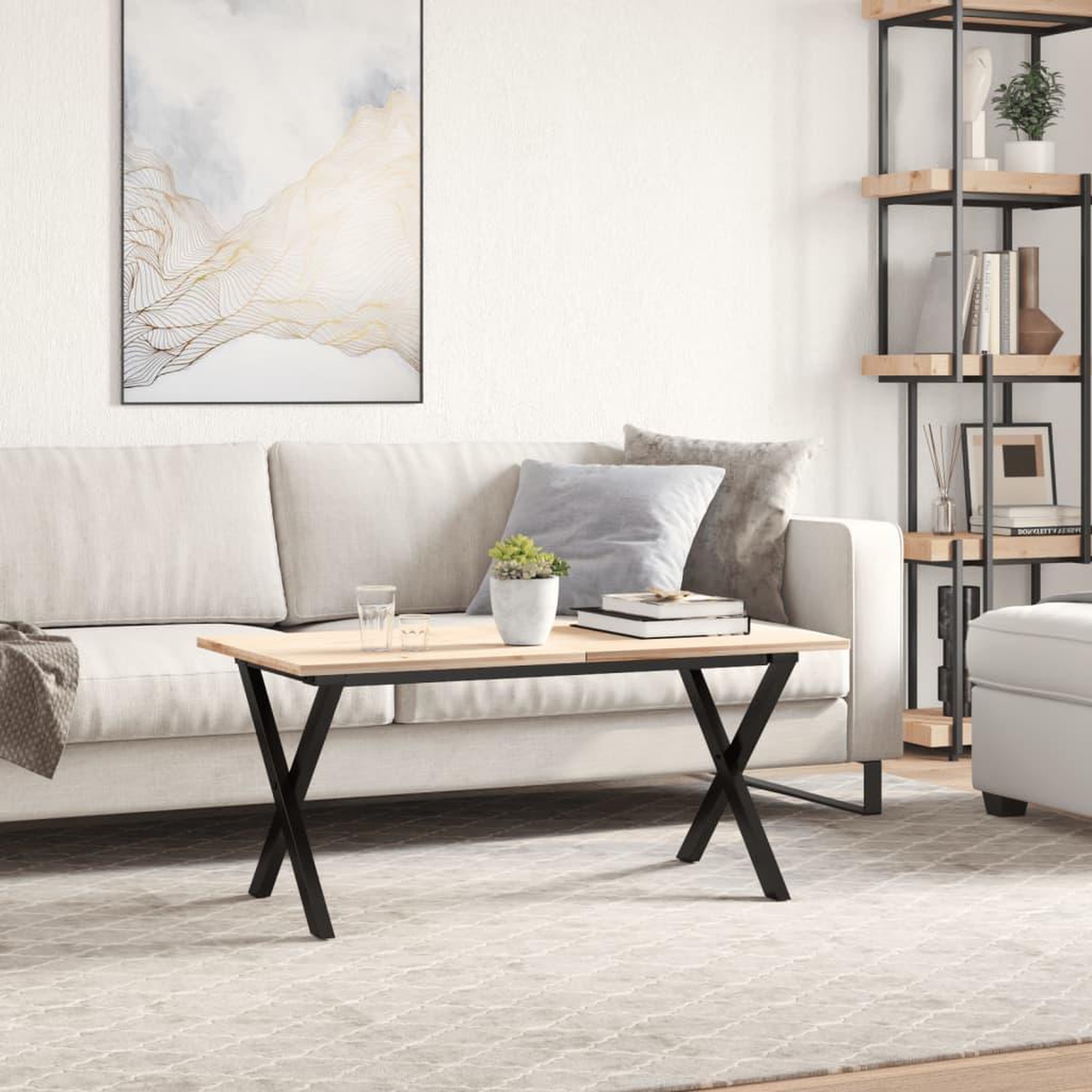 Voir la diapositive 3 : VIDAXL Pieds de table basse cadre en X 90x30x43 cm acier
